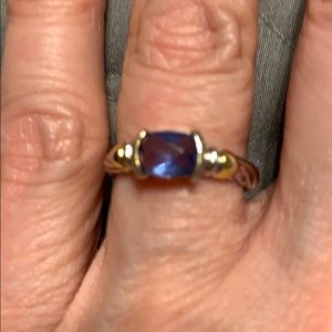 Silver & Gold Faceted Amethyst ring